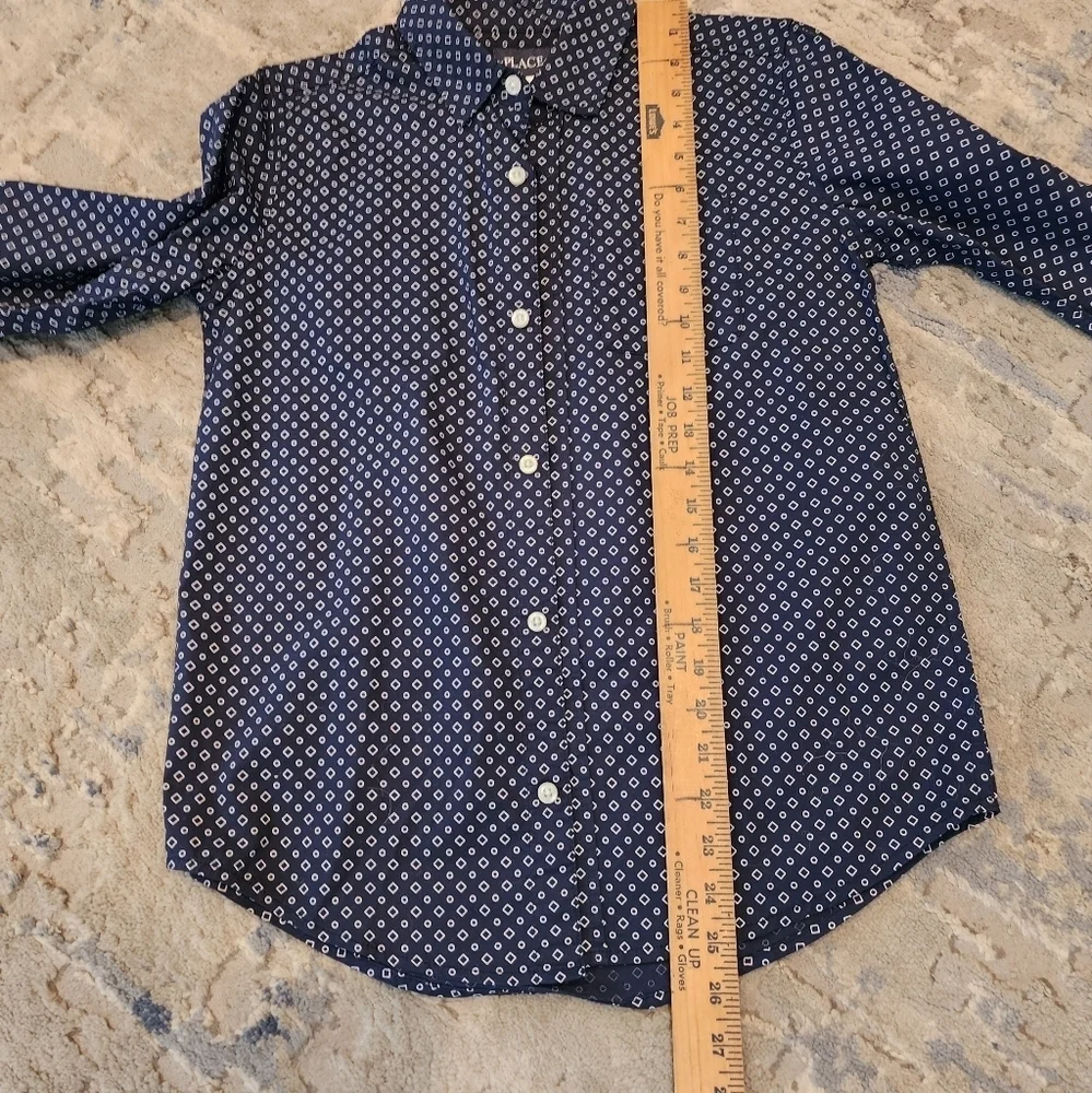 NWT The Children's Place navy/white long sleeve button‎ down.